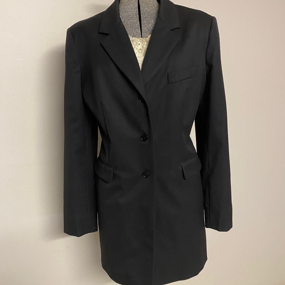 J. Peterman XL Long Black Blazer
